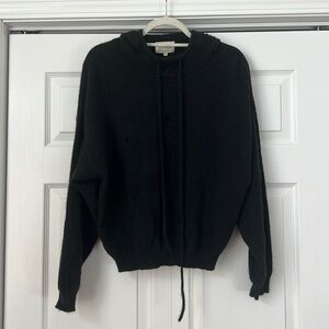Loulou‎ Studio Linosa Black 100% Cashmere Knit Hoodie Sweater Womens XS -DEFECT